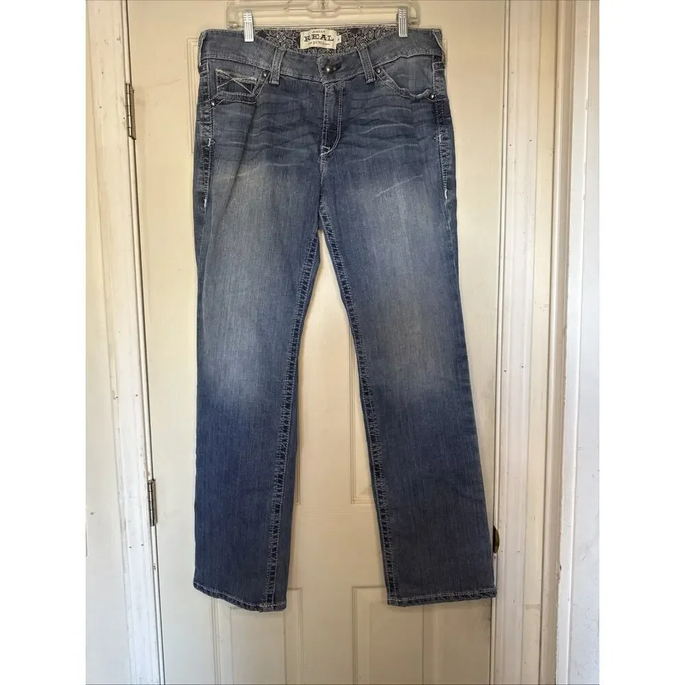 Ariat Real Denim Bootcut Women's Jeans Mid Rise Blue Wash Size 33R Western Style - Picture 7 of 13